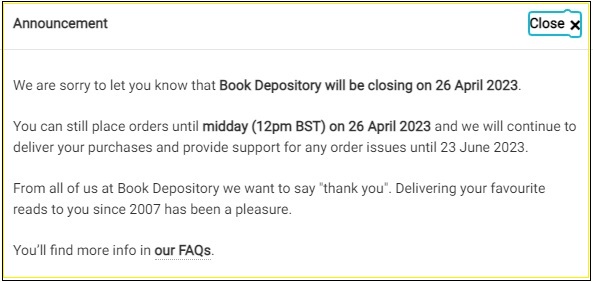 Book Depository to shut down Information Age ACS